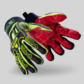 Guante tejido con palma sintética y dorso de protección