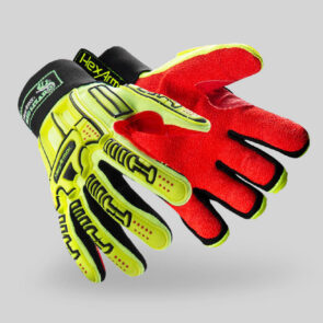 Guante tejido con palma sintética y dorso de protección