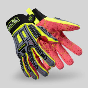 Guante tejido con palma sintética y dorso de protección