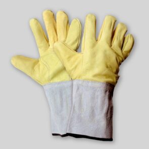 Guante vaqueta amarilla americano puño descarne largo