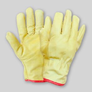 Guante vaqueta amarilla medio paseo elastizado en dorso
