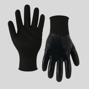 Guante tejido ultraliviano con doble baño de nitrilo completo y palma antideslizante